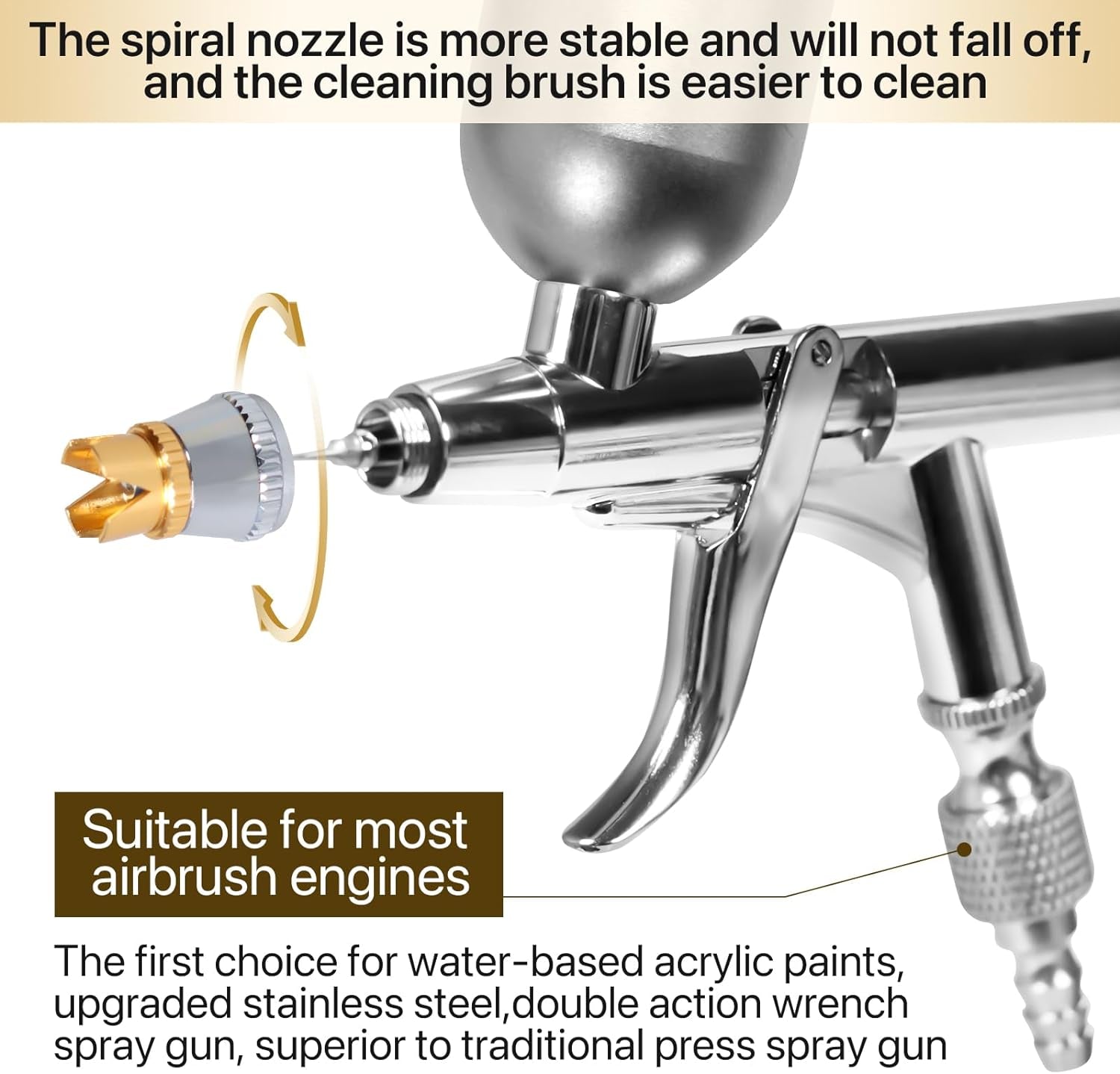 Airbrush Gun Dual-Action Trigger Air Brush Painting Set with 0.5Mm/0.3Mm Needles 5CC and 7CC Paint Cup Aerografo with Adjustable Liquid Thickness Makeup Nail Model Painting Tattoo Art Hobby
