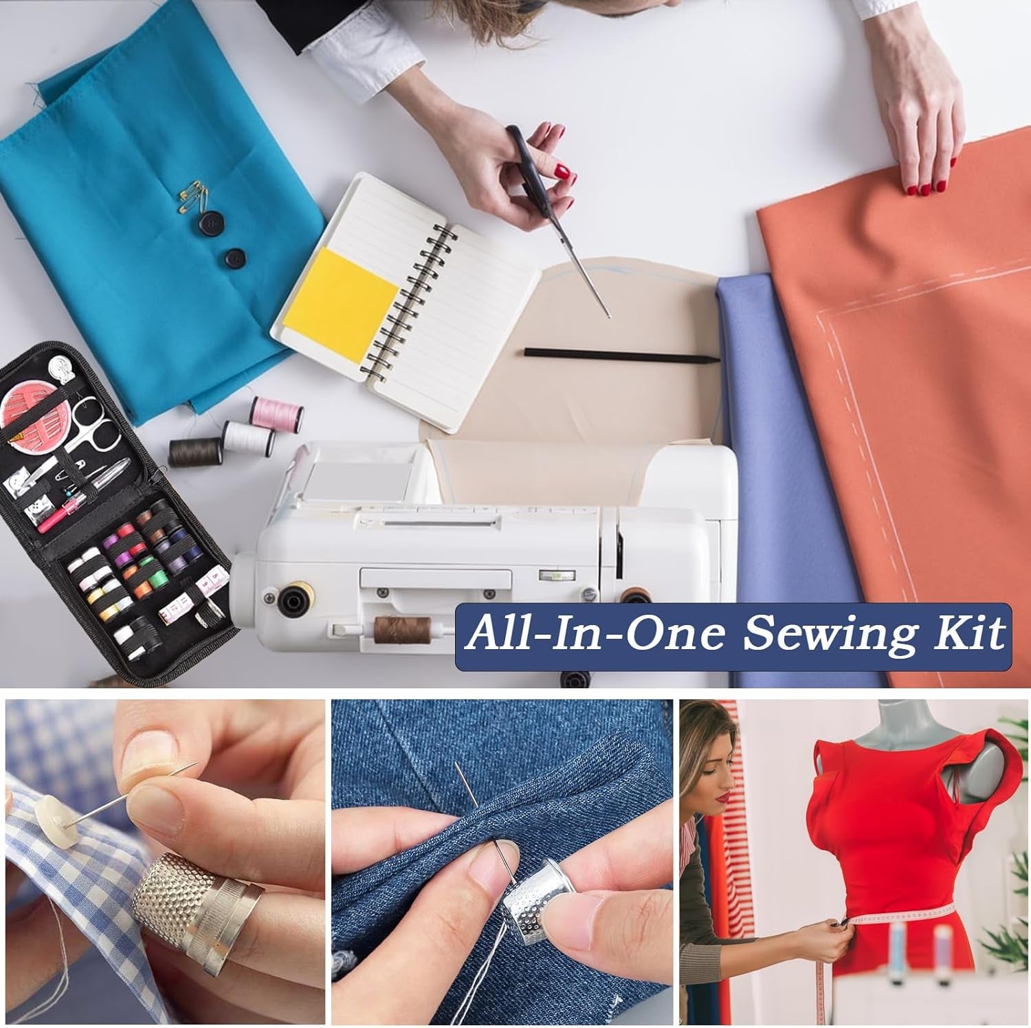 Sewing Kit,Sewing Bag Set, Portable Sewing Kit - DIY Supplies with Accessories, Ideal for Adults, Beginners, Travelers and More. Includes Black Handbag.
