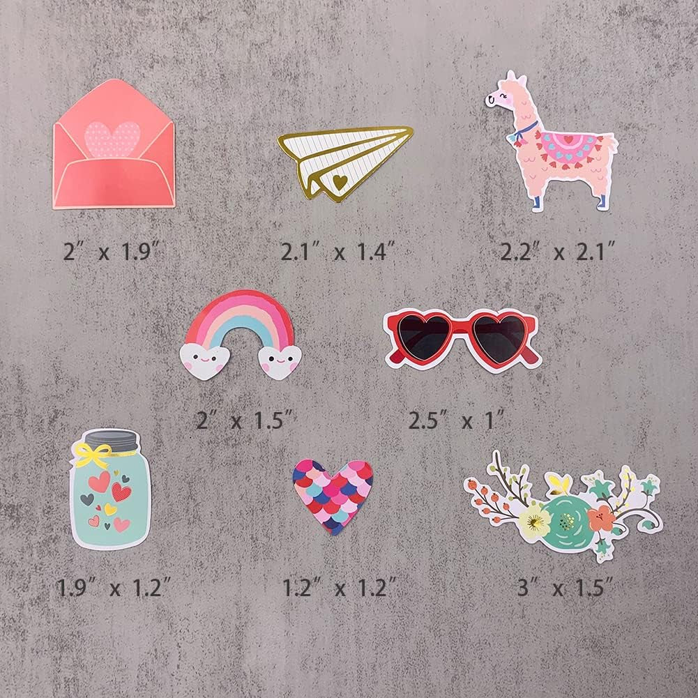 120Pcs Scrapbook Stickers Cardstock Stickers Love Stickers Decorative Masking Stickers for Personalize Laptop Scrapbook Daily Planner and Crafts