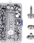 150 PCS Canvas Snap Kit Tool, Metal Screws Snaps Marine Grade 3/8" Socket Stainless Steel Boat Canvas Snaps with 2 PCS Setting Tool for Boat Cover Furniture (150 PCS)