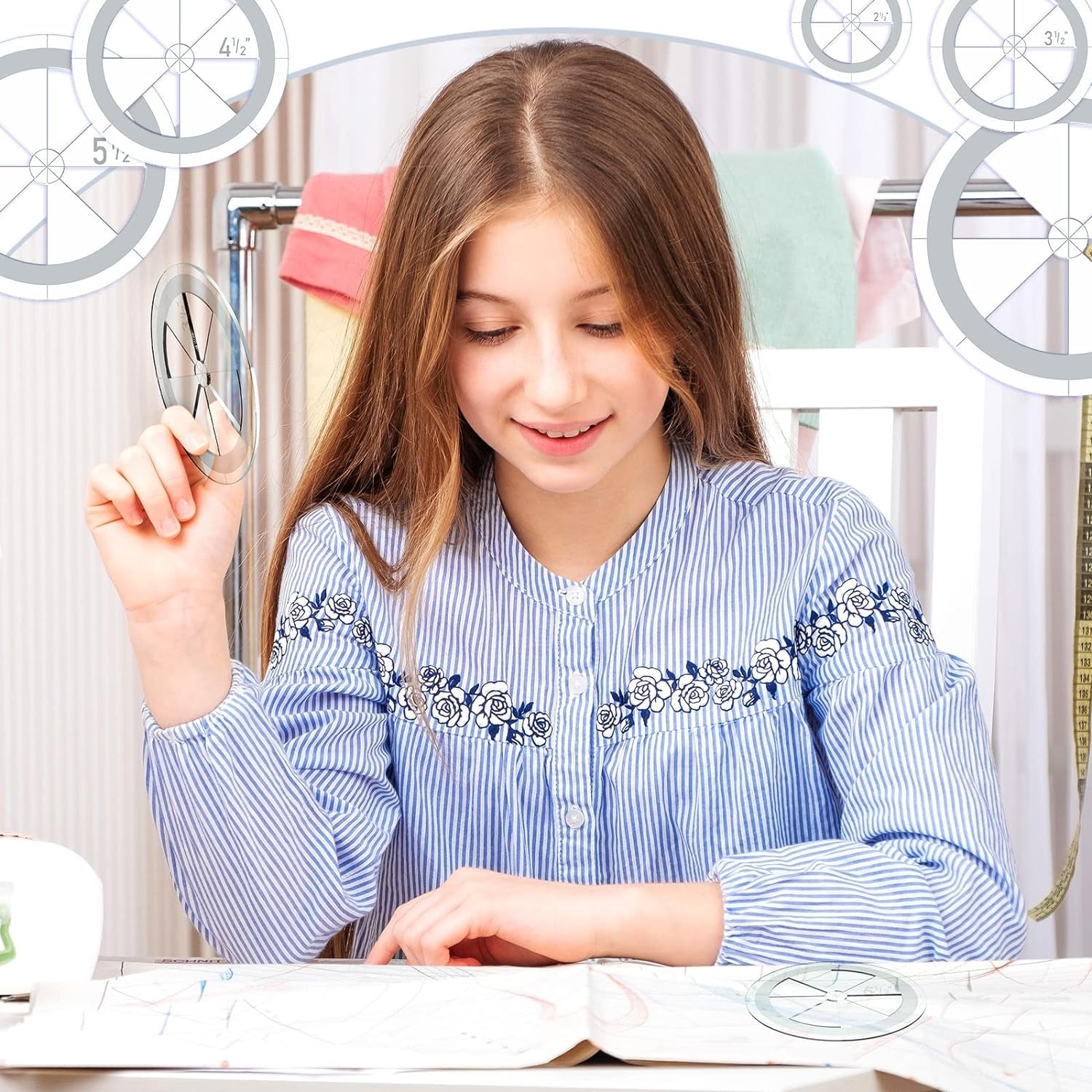 5 Pcs Circle Ruler Quilting Template Set Circle Templates for Quilting Circle Rulers Quilt Arc Circle Cutter Ruler, 5 Sizes (Stylish)