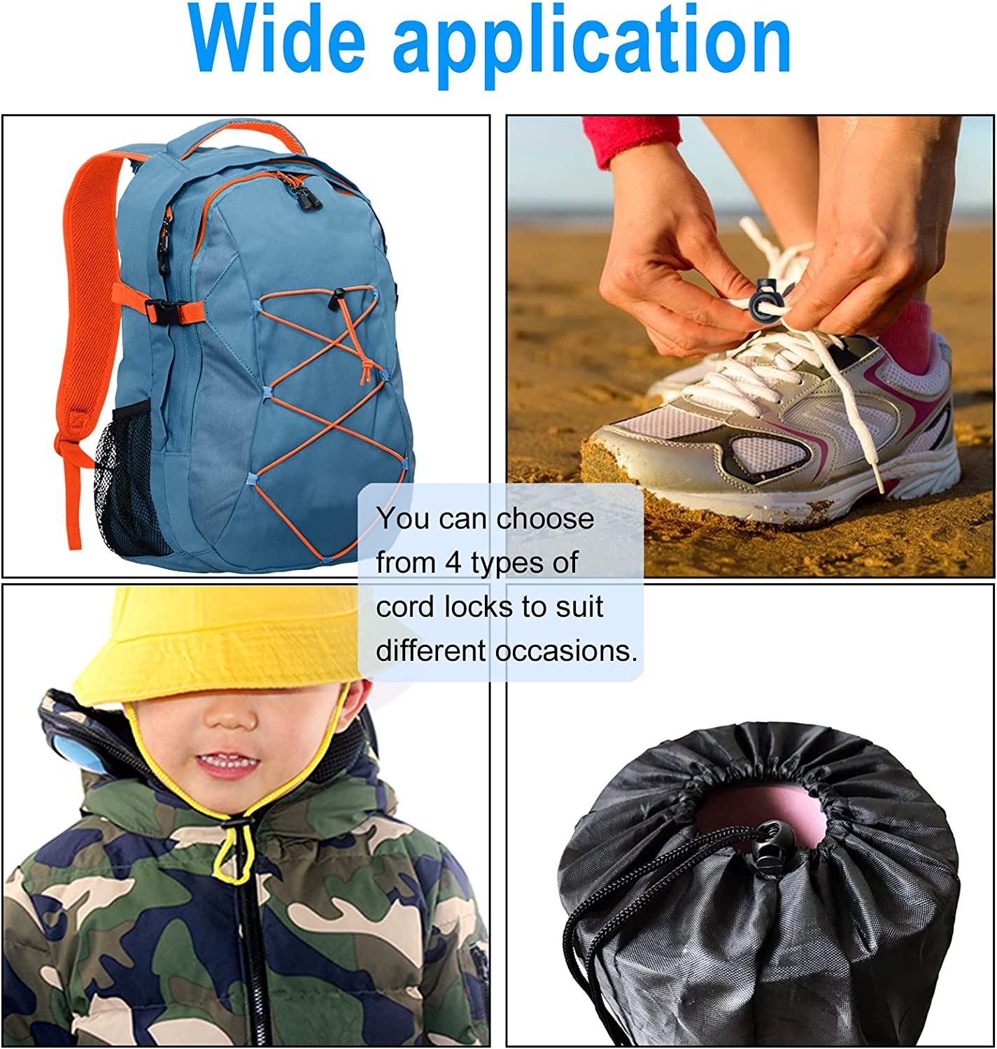 48Pcs Upgraded Plastic Cord Lock, Cord Locks - Draw String Clip with Spring Toggle Stoppers Buttons for Drawstrings, Shoelaces, Paracord