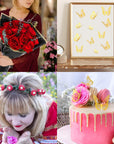 40 Sheets Flower Wrapping Paper Kit Floral Bouquet Wrap Paper with 2 Rolls Ribbons 100 Pcs Flower Pins 48 Pcs 3D Butterflies for Valentine Mother'S Day Wedding Birthday Graduation DIY Gift (Black)