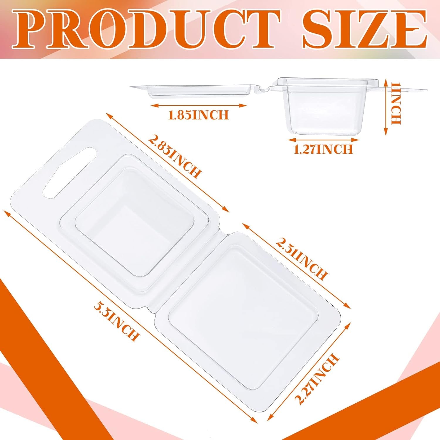 100 Pcs Wax Melt Molds Clear Empty Plastic Wax Melt Clamshells Container Molds PET Single Cube 1 Oz Candle Molds for DIY Chocolates Wax Melt Wickless Candles Soap Making