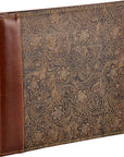 Pioneer 12 Inch by 12 Inch Postbound Embossed Sewn Leatherette Cover Memory Book, Brown