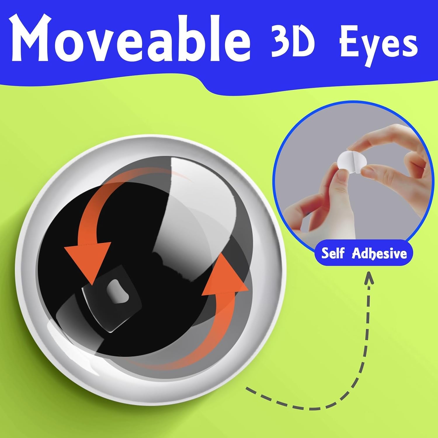 1200Pcs Black Wiggle Googly Eyes, 3D round Plastic Sticker Eyes, Self-Adhesive Eyes DIY Scrapbook Crafts Decoration, Crafts Gifts for Kids Age 4+ (4Mm-12Mm)