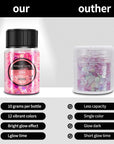 Glow in the Dark Glitter 15 Jar - 12 Colors Glow Glitter and 3 Colors Gold Foil Flakes, High Luminous Glitter for Resin Crafts, Cosmetic, Nail, Glowing Dye for DIY