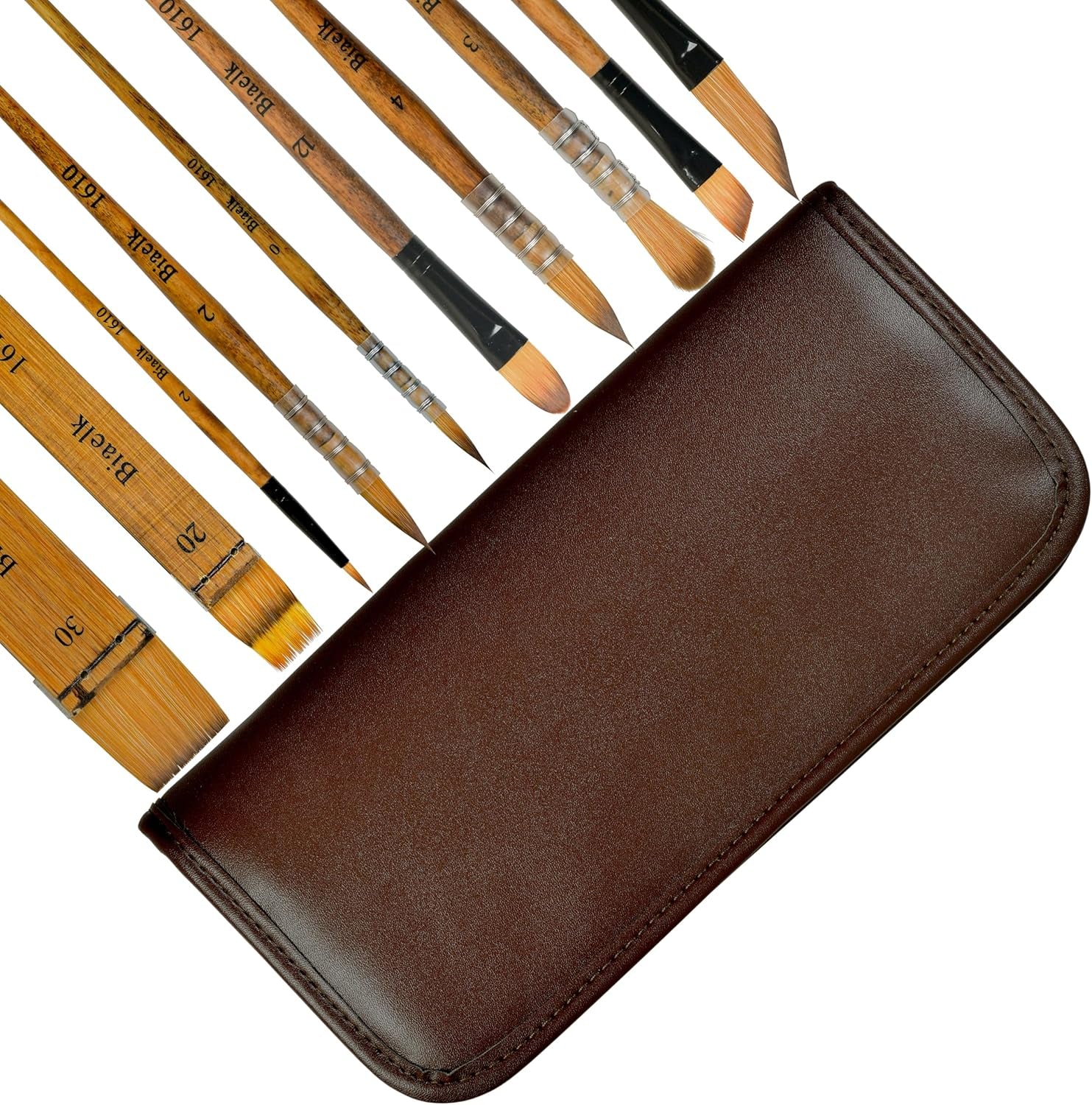 1610 Professional Watercolor Paint Brushes, 10PCS Variety Brushes for Beginners and Professionals Including Pointed Rounds, Flats, Dagger, for Watercolors,Acrylics,Inks,Gouache,Oil and Tempera