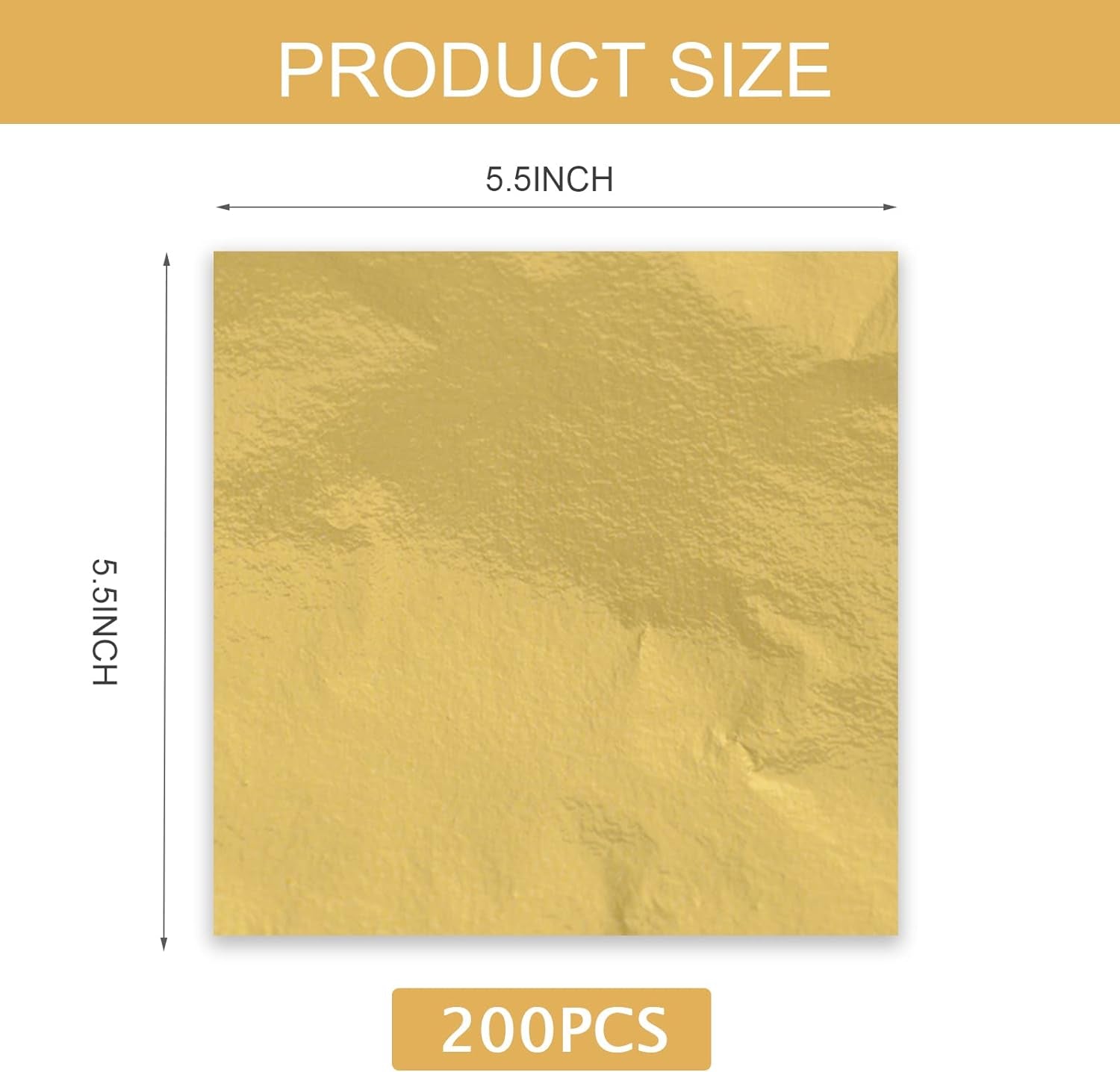 200Pcs Gold Leaf Sheets Gold Foil Sheets for Gilding Crafting, Art & DIY Projects, Picture Frames, Home Walls, Interior and Multi Artistic Decoration, Imitation Gold Foil Sheets 5.5" X 5.5"