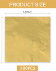 200Pcs Gold Leaf Sheets Gold Foil Sheets for Gilding Crafting, Art & DIY Projects, Picture Frames, Home Walls, Interior and Multi Artistic Decoration, Imitation Gold Foil Sheets 5.5" X 5.5"