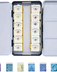 Metallic Watercolour Paints Handmade Glitter Shimmering Double Color Watercolour Solid Paint Include 12 Colors Water Colour in Portable Tin Box for Artists, Professionals