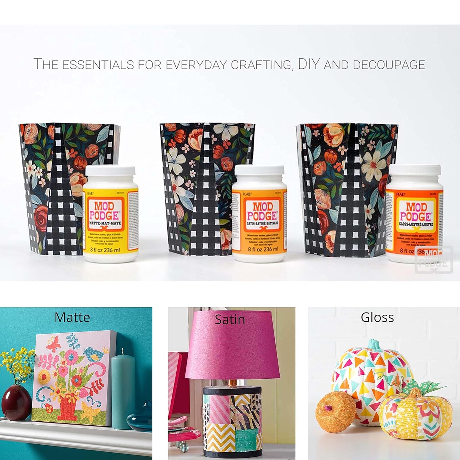 Gloss Sealer, Glue & Finish: All-In-One Craft Solution- Quick Dry, Easy Clean, for Wood, Paper, Fabric & More. Non-Toxic - Craft with Confidence, Made in USA, 32 Oz., Pack of 1