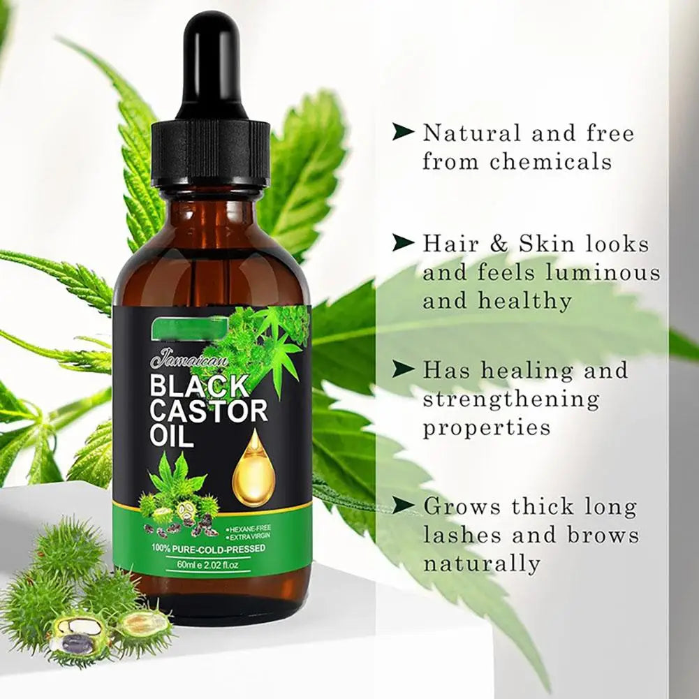 Organic Castor Oil 100% Pure Natural Jamaican Black Body Pressed Oil Eyebrows-Hair Eyelashes and Cold Oil Castor Oil N8J2