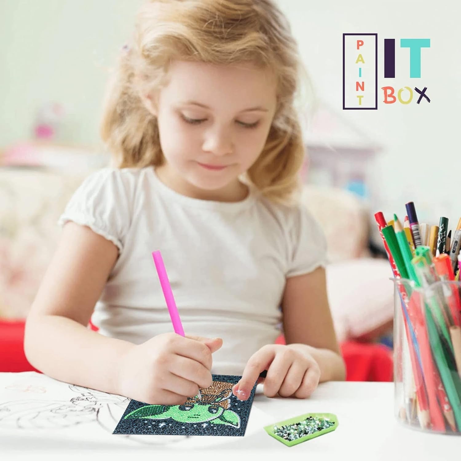 5D Diamond Painting Kits for Kids Beginners,Diy 6 Pack Diamond Art for Adults,Full Drill Crystal Rhinestone Paint by Diamond Dots,Big Gem Arts and Crafts for Kids Ages 6-8-9-12 Girls 6X6Inch