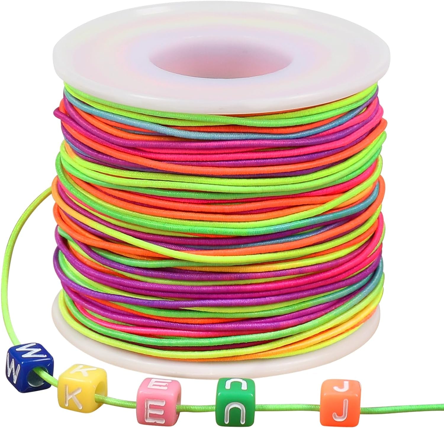 1Mm Elastic String for Bracelets, 328 Feet Rainbow Stretchy Bracelet String Elastic Beading Cord for Bracelets, Necklaces, Jewelry Making, Pony Beads and Crafts