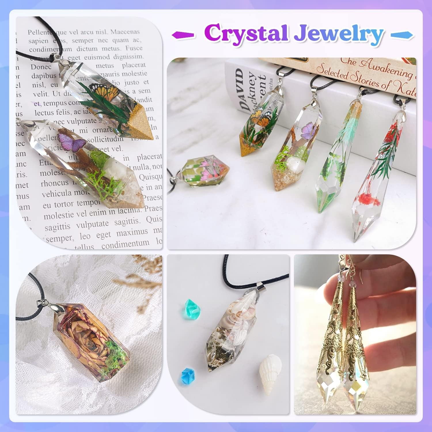 Resin Molds 18Pcs Pendulum Crystal Molds for Resin, Silicone Molds for Resin,Multi-Facet Resin Jewelry Molds for Quartz Crystals Pendants, Resin Necklace,Uv Resin