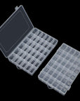 Pack of 2 Transparent Plastic Grid Box Storage Organizer for Display Collection with Adjustable Dividers - 36 Clear Grids - 10.8"X7.0"X1.8" Come with Letter Stickers