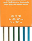 Anodized Aluminum Straight Knitting Needle Set, US Sizes 8, 9, 10, Multicolor