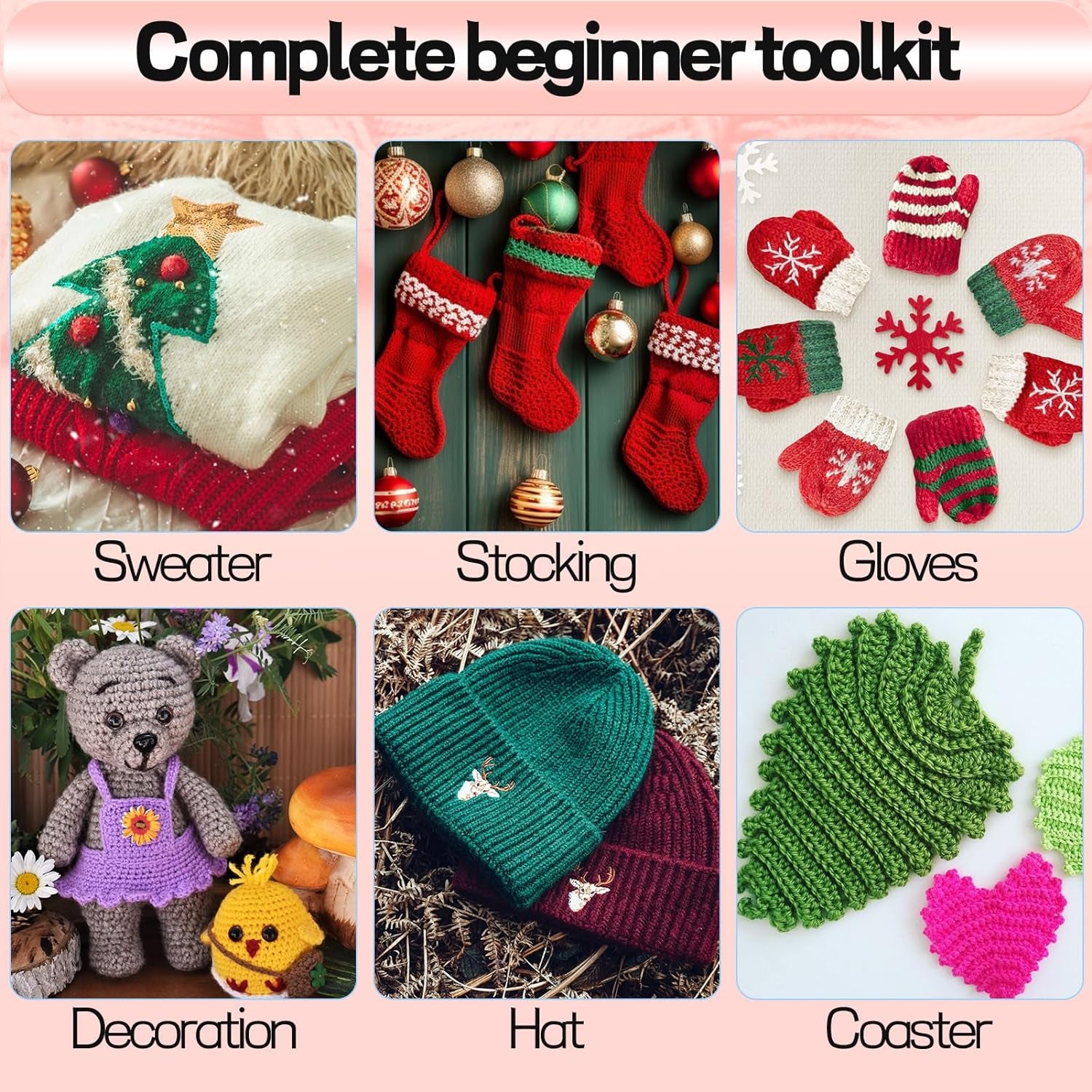 336Pcs Crochet Kit for Beginners, Crochet Kit with 1500 Yards 30 Colors Yarn for Crocheting, Beginner Crochet Kit for Adults Kids, Knitting Crochet Accessories Include 30Pcs Crochet Hooks Crochet Bag
