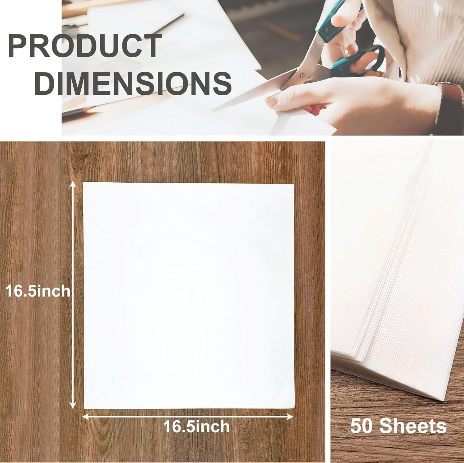 50 Sheets of Artist Teabag Paper for Mixed Media Art,16.5''X16.5''White Large Handmade Paper,Wet Strength Tissue DIY Art Craft Supplies for Painting,Collage,Cyanotype,Origami,Printmaking
