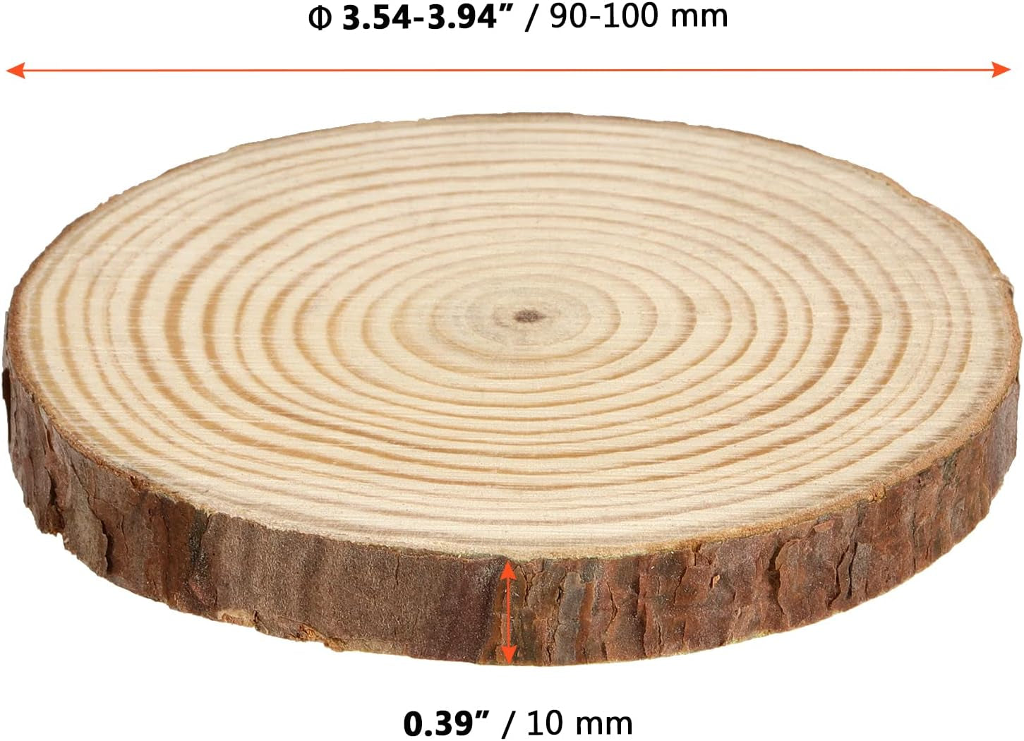80 PCS 3.5-4 Inch Wood Slices, Natural Wood Circle Slices with Bark, Unfinished Wood Discs for DIY Crafts, Christmas Ornaments, Wedding Decorations