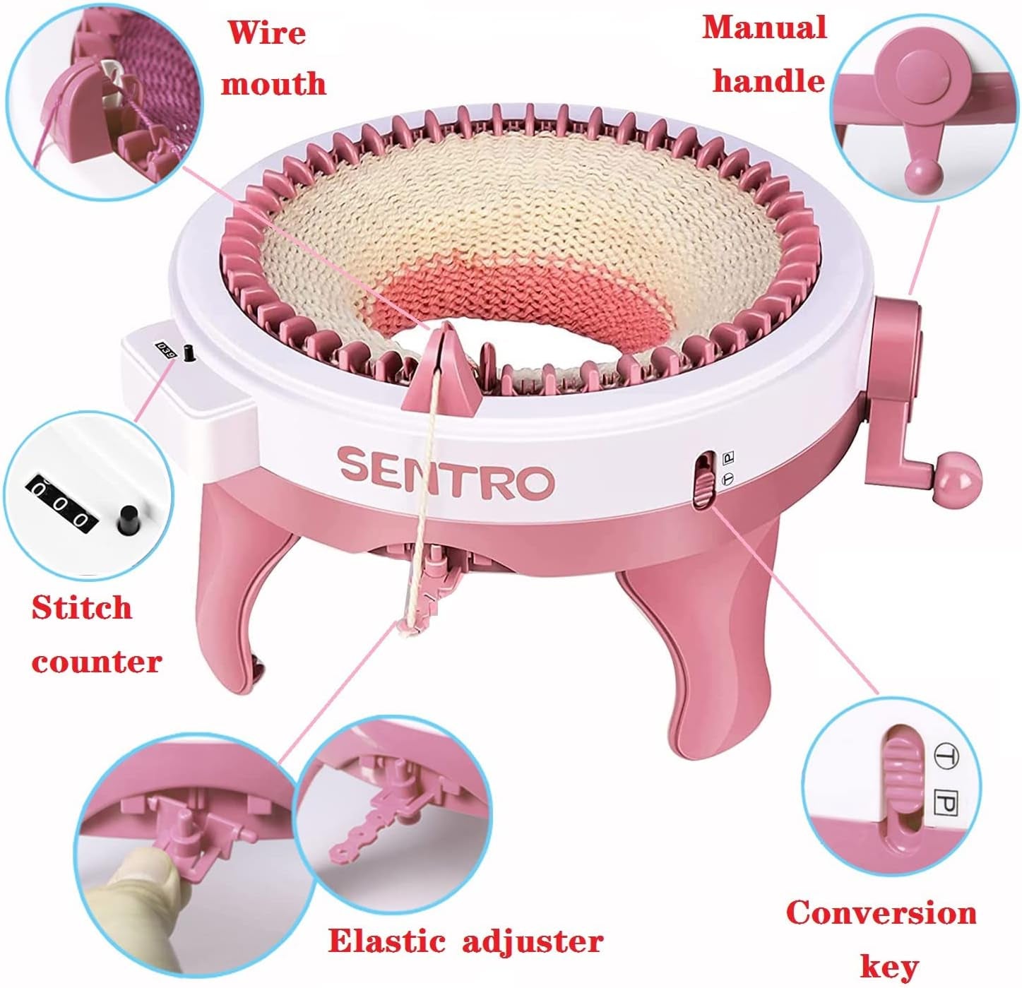 Knitting Machines, 48 Needles Knitting Loom Machine with Row Counter, Smart Weaving Loom round Spinning Knitting Machines,  DIY Knitting Board Rotating Double Knit Loom Machine Kit