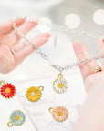 30Pcs Golden Plated Enamel Sunflower Pendant Charms Alloy Sunflower Daisy Flower Dangle Charms Craft Supplies for DIY Necklace Bracelet Earrings Jewelry Making, 5 Colors