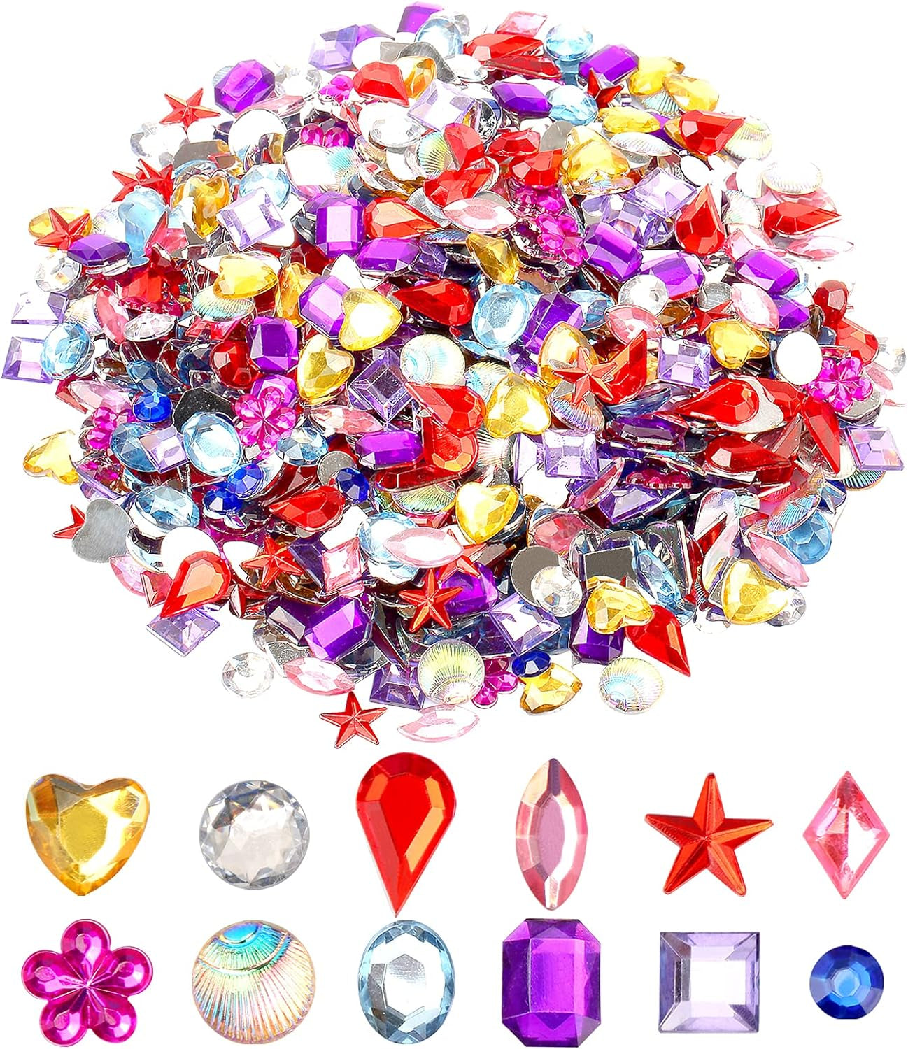 1" Jewels for Crafting Assorted Colorful Flat Back Heart Shaped Jewel Gems Acrylic Rhinestones for Crafts, Manualidades Accesorios Decoraciones Costume Making Cosplay Jewels for Embelishments 120 Pack