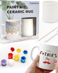 Paint Your Own Mug Kit for Adult Kids Craft Art Activity Plain Blank White Coffee Mugs with Gift Box Paint Your Own Mug Set Valentine Mother'S Day Father'S Day Gifts