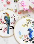 4 Sets Embroidery Kit for Beginners, Art Craft Handy Sewing Set Hummingbird and Flower Cross Stitch Starter Kits, DIY Embroidery Kits with Patterns and Instructions Hoops Needles Threads