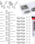 Jewelry Glue with Earring Posts for Jewelry Making, 600Pcs Stainless Steel Earring Posts and Backs Silver and Gold Earring Posts with Rubber Earring Backs for Earring Making Supplies
