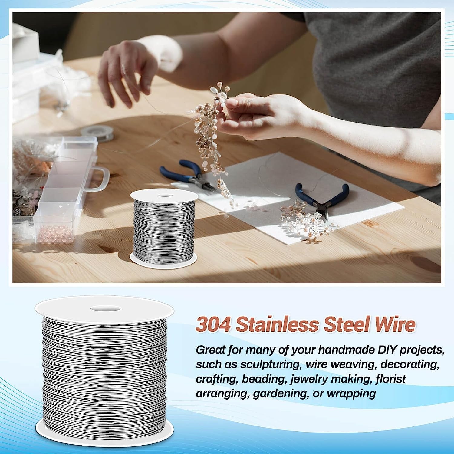 26 Gauge Stainless Steel Wire for Jewelry Making, Bailing Wire Snare Wire Wrapping for Craft and Jewelry Making