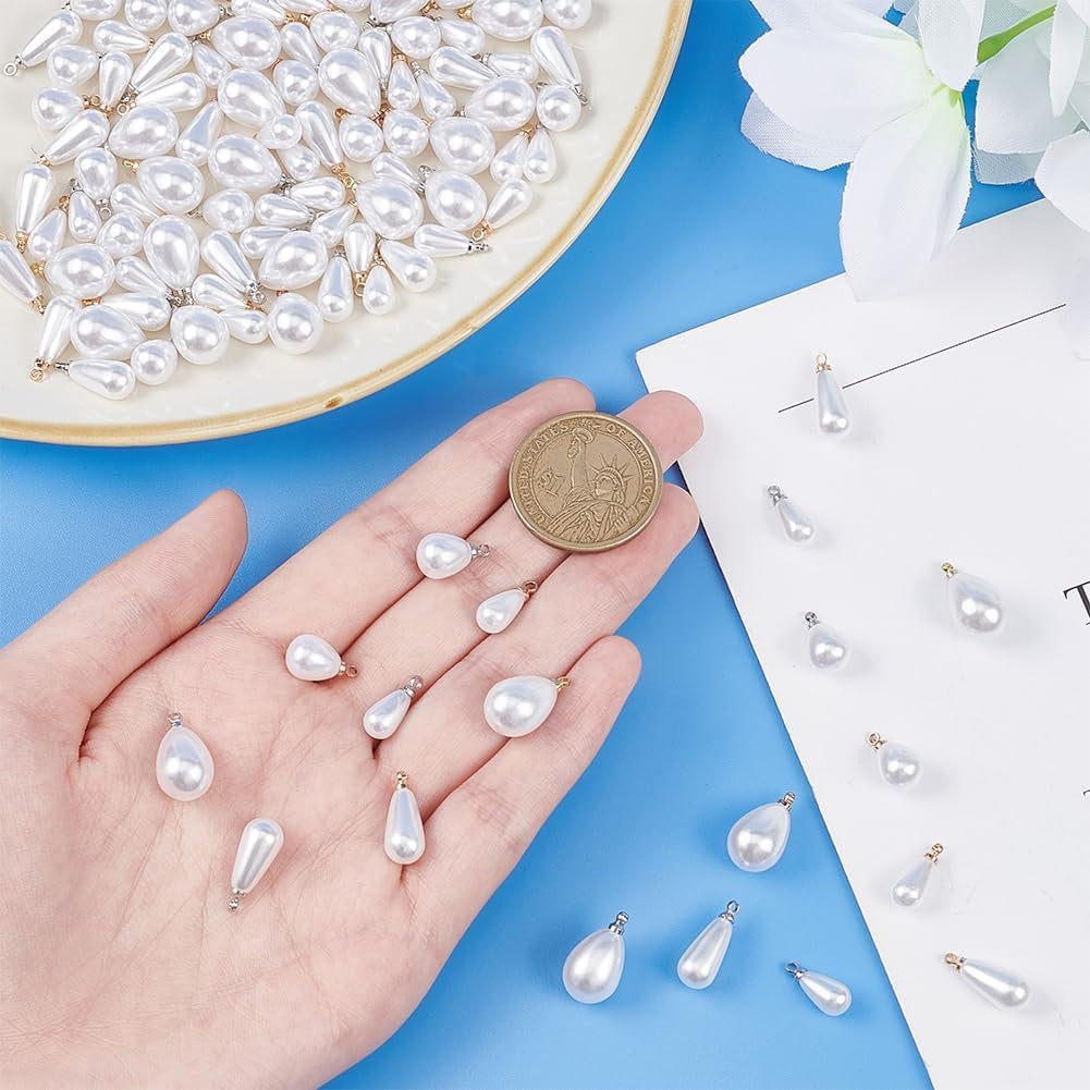 Teardrop Pearl Pendants Pearl Pendant Connectors Oval Pearl Beads White Imitation Pearl Pendants