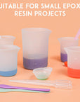 Silicone Resin Measuring Cups Tool Kit, Non-Stick Silicone Cups for Epoxy Resin, Reusable 250&100Ml Silicone Mixing Cups with Stir Sticks, Pipettes, Epoxy Resin Supplies, Molds, Jewelry Making