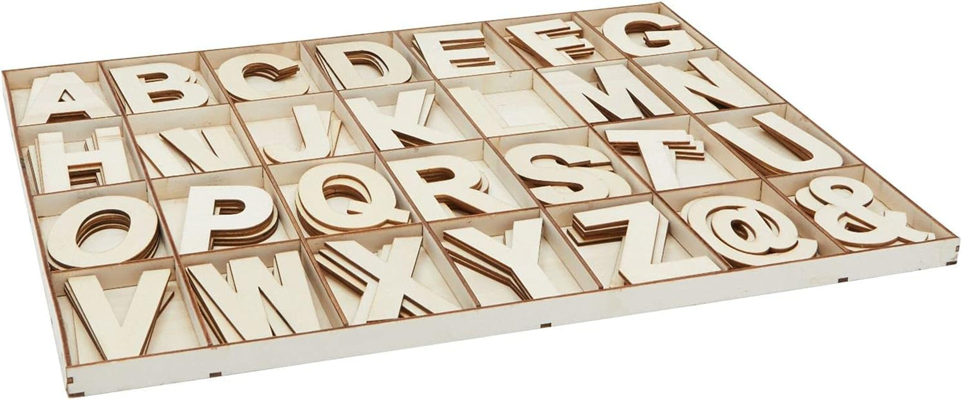 Unfinished Wooden Letters, Symbols, Storage Tray, 3 Inch Alphabet (112 Pieces)