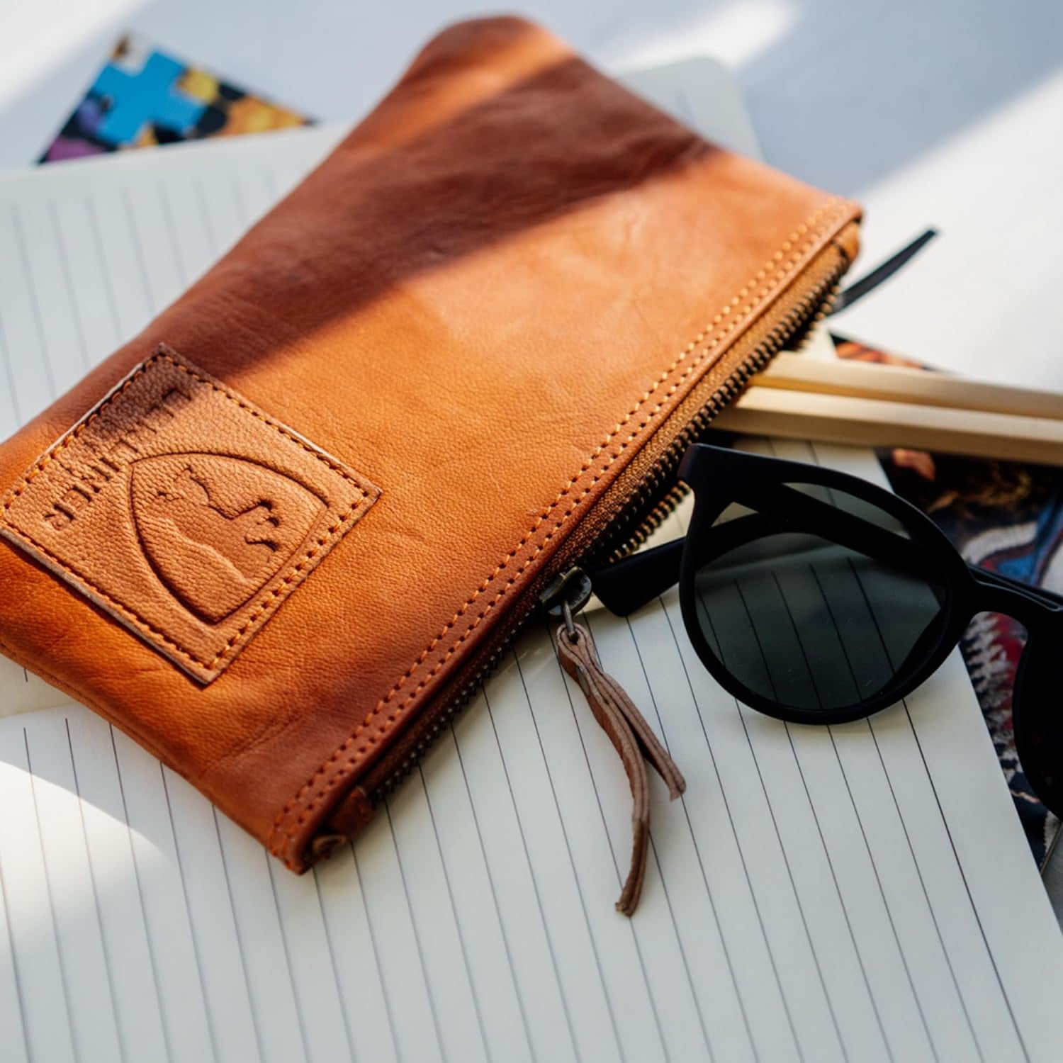 Vintage Leather Pencil Case, Pen Pouch for Work and University or for Tobacco, for Men and Women - Brown