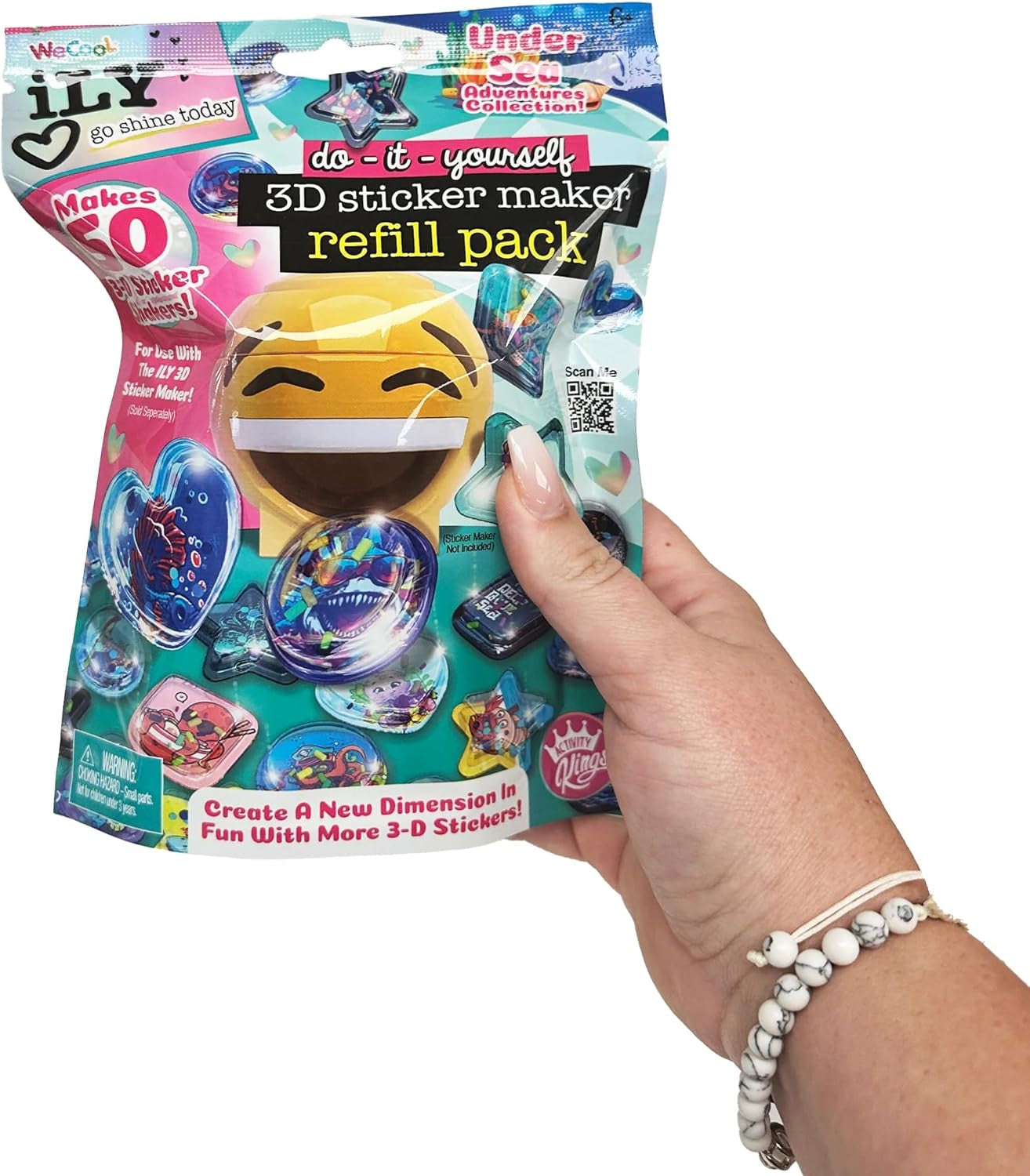 3D Sticker Maker Kit for Girls and Boys, DIY Arts and Crafts Fun for Ages 6+, Creative Toy Gift Set Includes 50+ Custom Refills- Safari Party Pack | ILY Undersea Adventure