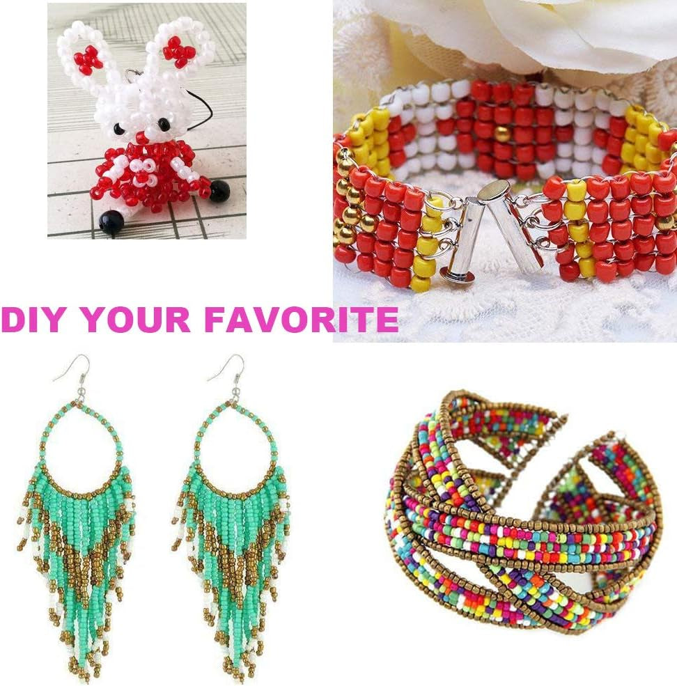 13200Pcs Glass Seed Beads Small Craft Beads Small Beads for DIY Bracelet Necklaces Crafting Jewelry Making Supplies with Two 0.6Mm Clear Bracelet String (3Mm, 550 per Color, 24 Colors)