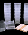 60 Pcs Plastic Graduated Cups, 30Ml/1Oz Clear Scale Cups with 50 Pcs Wooden Stirring Sticks for Epoxy, Resin, Stain, Mixing Paint