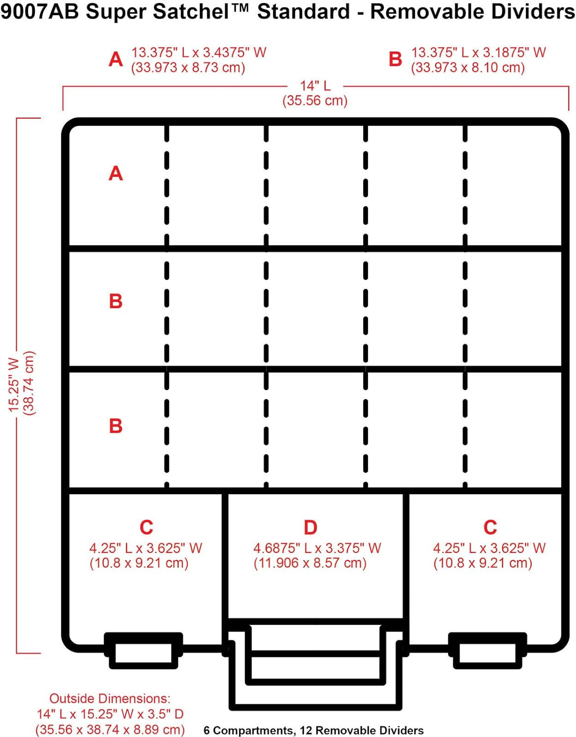 9007AB Super Satchel with Removable Dividers, Portable Art &amp; Craft Organizer with Handle, [1] Plastic Storage Case, Clear