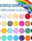 Pearl Beads for Bracelets Making 28 Colors Pearl Beads, 1680Pcs Multicolor Pearl Beads for Necklaces Earrings Making, round Pearl Beads Kit DIY Crafts for Girls Kids Adults