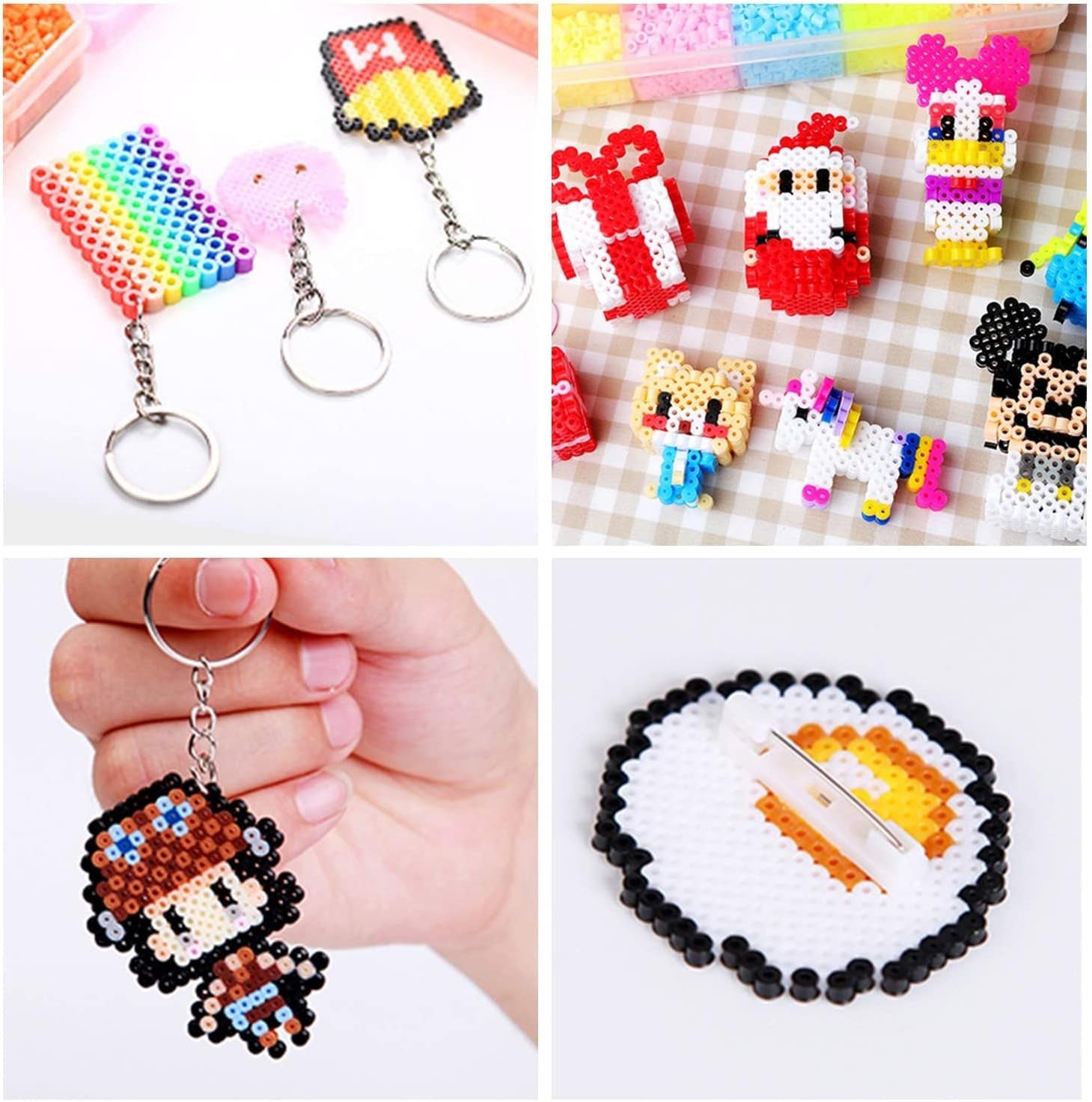 9Pcs 5Mm Large Square Fuse Beads Pegboards Plastic Beads Boards with Ironing Paper, Beads Tweezers for Kids Craft Beads
