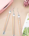 3PCS LED Weeding Tools for Vinyl with Light with Pin and Hook Lighted Pin Pen Weeding Tool for for Removing Iron on Tiny Vinyl Paper Silhouette Cutting Machines Supply (Rose Gold)