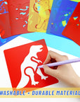 24 Pieces Stencils for Kids 5.9 X 5.5 Inches Drawing Stencils Chalk Stencils Large Washable Animal Themed Primary Shape Template for Kids Toddlers Preschooler (Animal Style)