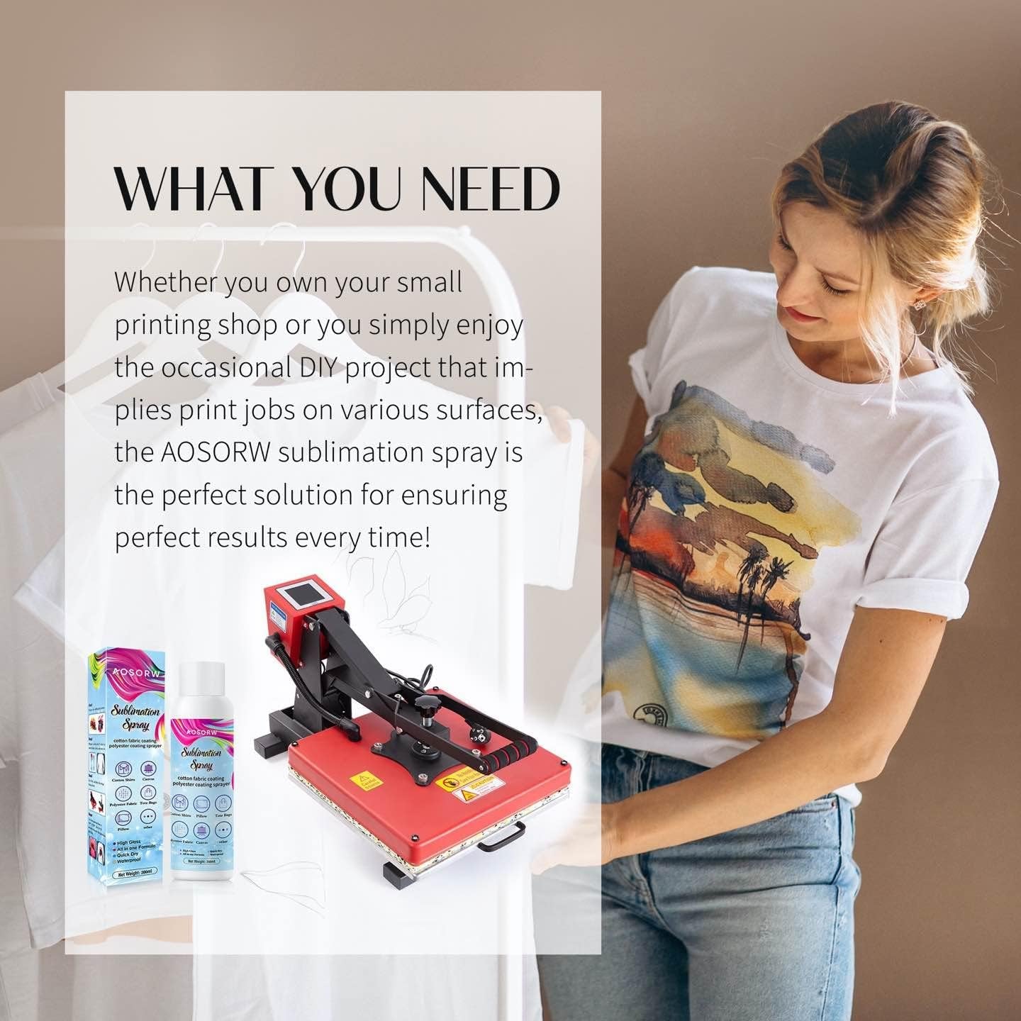 200 Ml Sublimation Spray for Cotton Shirts, Sublimation Coating Spray for T-Shirts, Canva, Sublimation Supplies for Cotton, Canvas, Polyester Fabric, Quick Dry, High Gloss