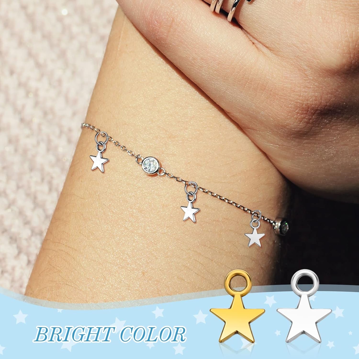 200 Pieces Star Pendant Mini Star Charms Bulk Alloy Star Dangle for Necklace Earring Bracelet Keychain Jewelry Making Graduation Decoration Gifts, 8 X 10Mm