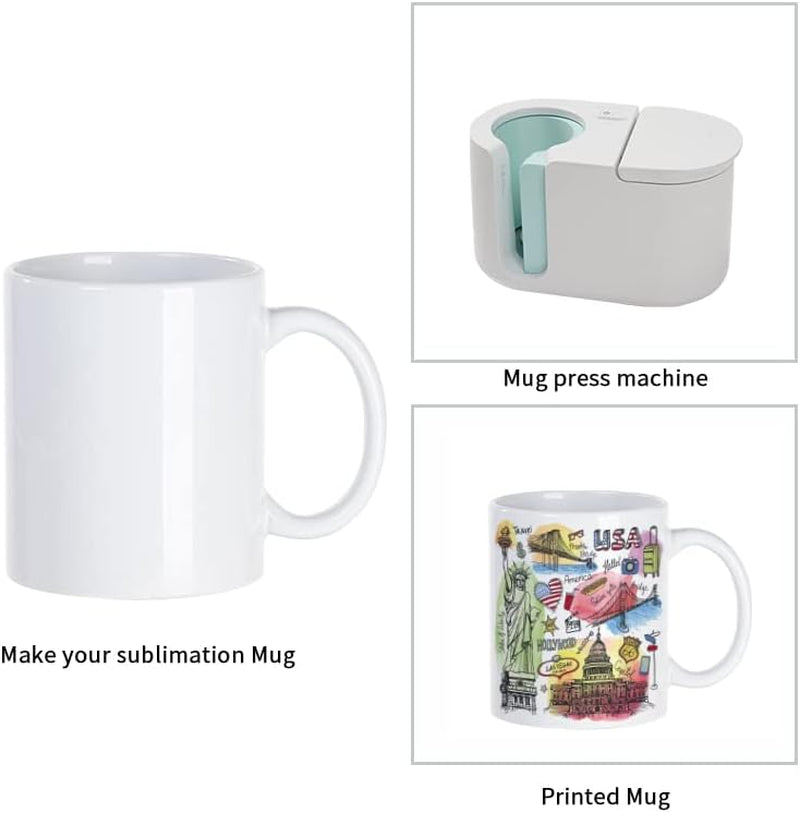8 Pack Sublimation Mugs Blanks 11 OZ Coffee Mugs White Ceramic Photo Cups Bulk for Cricut Mug Press Print
