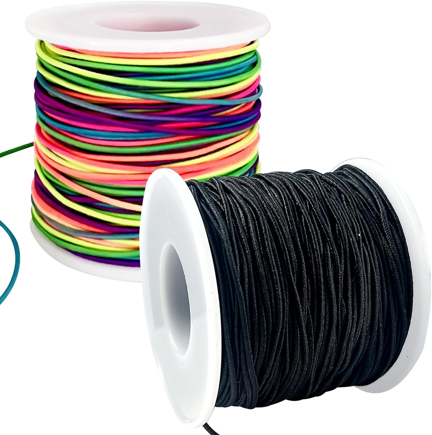 Stretchy Bracelet String, 2 Rolls 1Mm Sturdy Elastic String for Bracelets, Elastic Cord for Jewelry Making, Beading, Necklaces and Crafts