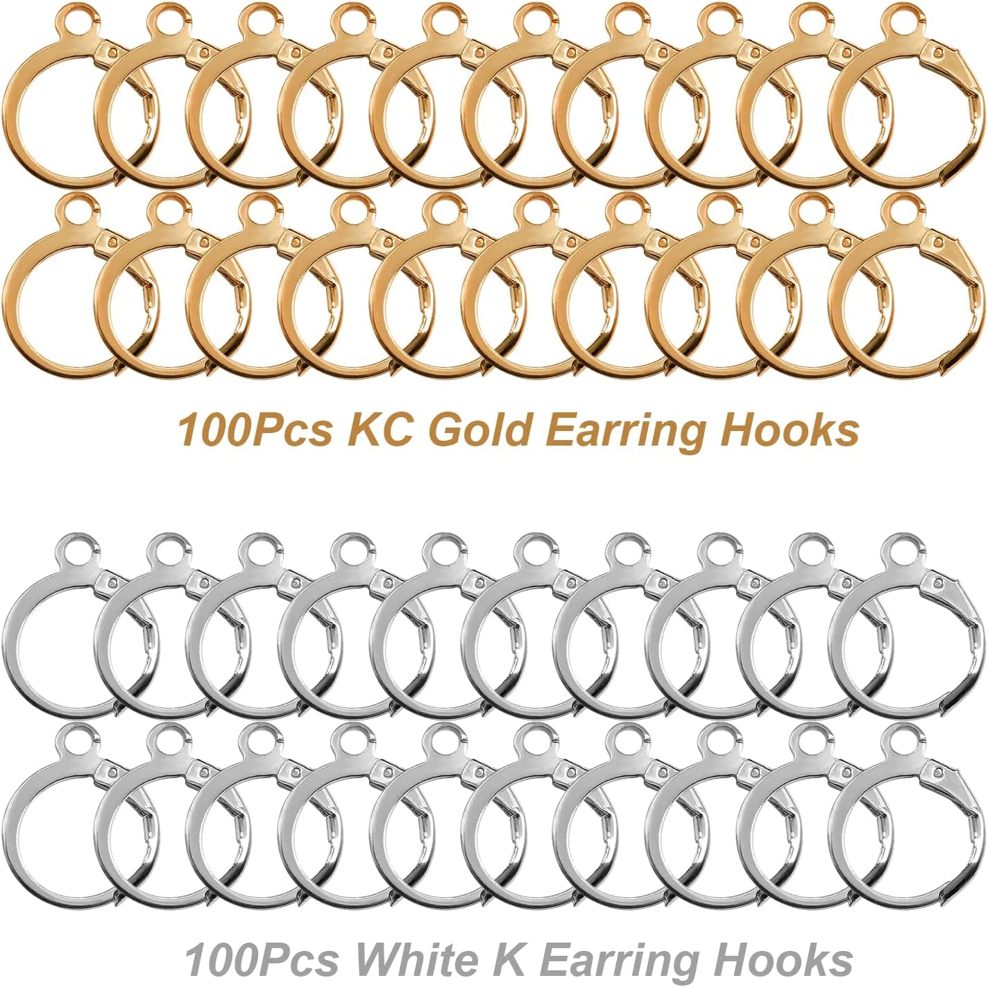 200PCS Hypoallergenic French Earring Hooks Leverback Earwires round Earring Hooks Earring Supplies Findings Ear Wire with Open Loop for Earring Designs Jewelry Making Findings