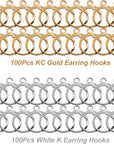 200PCS Hypoallergenic French Earring Hooks Leverback Earwires round Earring Hooks Earring Supplies Findings Ear Wire with Open Loop for Earring Designs Jewelry Making Findings